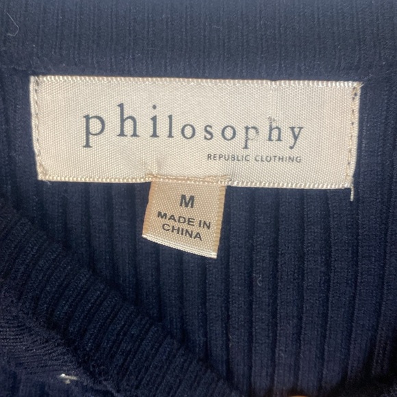 Philosophy Women's Black Lace-Up  V-Neck Ribbed Top, Size M - Picture 3 of 4